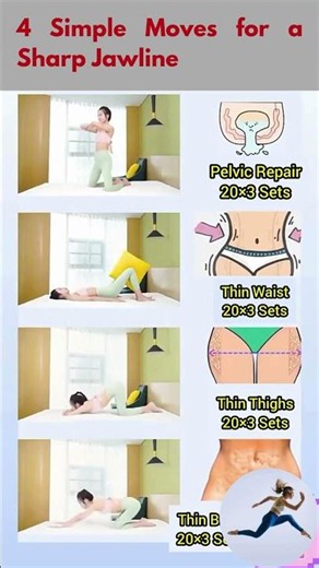 4 Simple Moves for a Sharp Jawline #FaceYoga #Jawline #Shorts