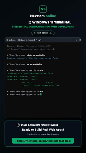 5 Windows 11 Terminal Commands Every Web Developer MUST Know! 💻 #shorts #cmd #developer #coding