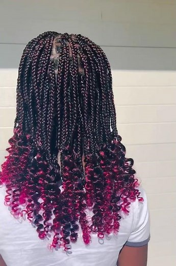 Box-braid with Curls #boxbraids #curls #hairstyles #braids #shorts