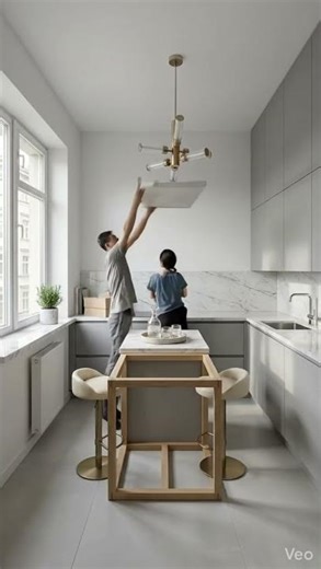 Messy Kitchen → Dream Marble Kitchen 💎 #satisfying #renovationtimelapse