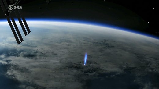 ESA created a visualisation of a blue jet, a form of lightning that shoots upwards from thunderstorm clouds.