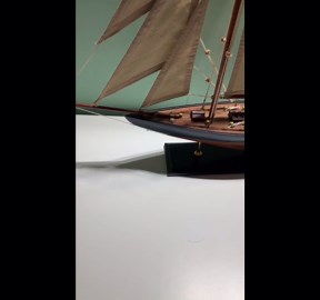 SAILINGSTORY Wooden Sailboat Decor Ship Model Antique Finish Navy