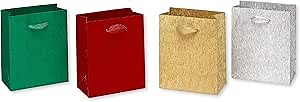 Papyrus Small Christmas Gift Bags, Holiday Colors (4 Bags)
