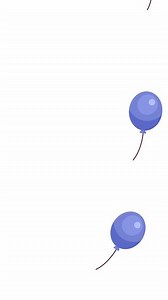 Blue balloons rising on right side 2D vertical animation. Baloons floating upward, party mood. Happy vibe. Ballons celebration, joyful motion animated cartoon flat 4K isolated on white