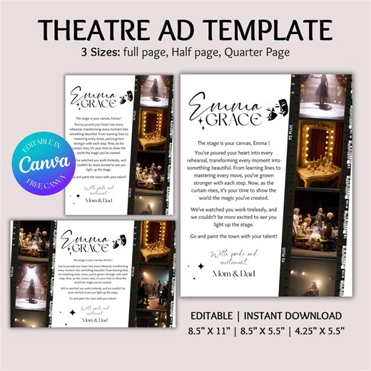 Theatre Ad Template, Theater Program Ad Template, Editable Theatre Program Collage Praise Ad, Full Page Half Page Quarter Page Theatre Ad - Etsy Canada