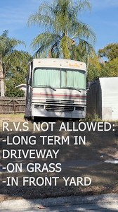 Reminder for Ocoee Residents: Recreational Vehicles (RVs) are subject to City of Ocoee code requirements. RVs may not: -be parked in front driveways for more than 24 hours -be parked on grass -be parked in front yards. RVs must be stored in the backyard and behind a minimum 6-foot fence with a gate. #OcoeePD #Ocoee | Ocoee Police Department