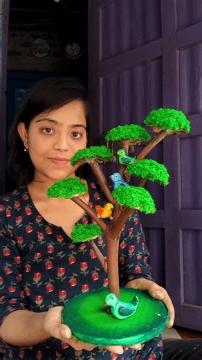 গাছ দিয়ে গাছ তৈরি করলাম 😱🌿 #diy #viral #tree #woolencraft #easy #shorts #treecraft #trending