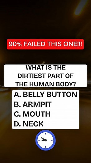 208K views · 9.9K reactions | What is the dirtiest part of the human body? #quiz #riddles #QuizChallenge #usareels #noblequiz | Mistake Hunters Pro | Facebook