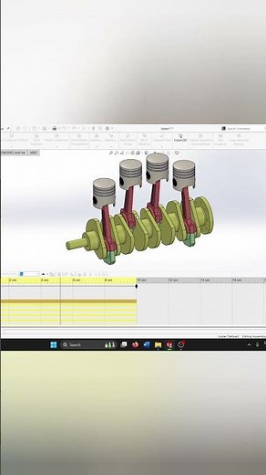 3D Motion Animation of 4 Cylinder Engine Assembly #solidworks #mechanicalengineering #automobile
