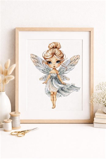 Fairy of Morning Dew Cross Stitch Pattern PDF – Fantasy Girl, Modern Embroidery, DIY Needlework - Etsy Canada