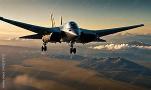 A stealth airplane, invisible to radars, represented in augmented reality