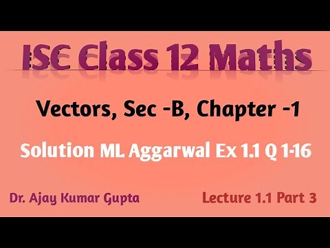 Solve ML Aggarwal Class 12 ISC Ex 1.1 Q 1-16 (Vectors) - EASY Explained!