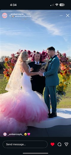 Stunning Pink Wedding Dress of Bride Amber Coyle
