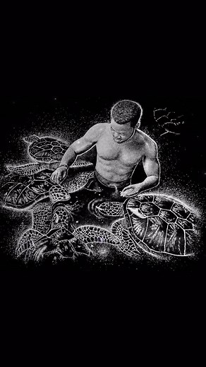 4.6K views · 702 reactions | A client commissioned me to draw a masterpiece ⬇️ Strange pets I must say are what I saw when I had a look at the image they wanted me to crystallize  The water experience and memorable moment of swimming with and feeding his turtles. Drawing animals was new to me but I enjoyed every process  | EMOTONED | Facebook