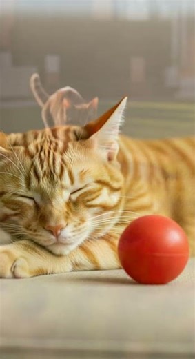 The orange cat and the exploding ball watch the chaos unfold #cat #funnycats #petvideos