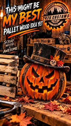 Easy Jack-O-Lantern Decor From Pallet Wood! 🎃 #Woodworking #halloween #DIYProjects #Shorts #diy