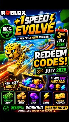 Roblox +1 Speed Evolve Codes | +1 Speed Evolve Redeem Codes