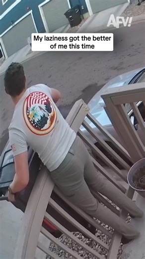 America's Funniest Home Videos on Instagram: "Def just walking down the steps next time 😬 #afv #fail #funny"