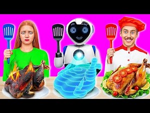 Me vs Grandma Cooking Challenge With a Robot | funny Delicious Recipes by