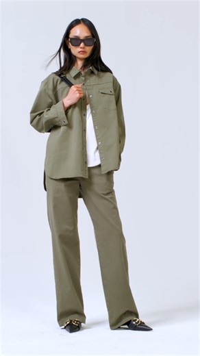 Relaxed coordinates, updated in an army green colorway. | ANINE BING