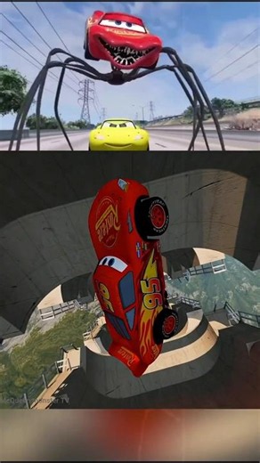 Can Lightning McQueen Escape the GIANT Spider Monster & Impossible Mega Ramp? 🚗🔥