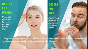 Facial Hair Small Grooming Scissors For Men Women - Eyebrow, Nose Hair, Mustache, Beard, Eyelashes, Ear Trimming Kit - Curved and Rounded Safety Tip Clippers For Hair Cutting- 2PCS Black