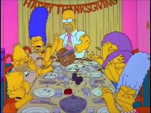 Homer Simpson Carving the Turkey on Thanksgiving For Ten Hours