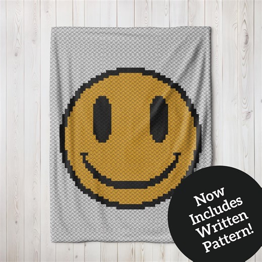 Smiley Face Blanket Crochet Pattern: C2C Graphgan (digital Download) - Etsy