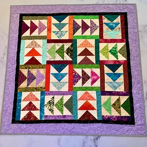 Handmade Flying Geese Quilt: Colorful Cotton Lap or Table Quilt, Wall Art - Etsy