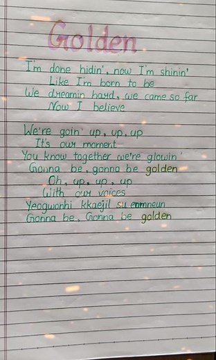 Golden song lyrics/k pop demon hunter