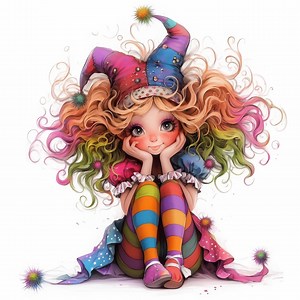 10 Funny Clown Girl Clipart Bundle, Cheerful Circus Character Illustration, Printable Watercolor Clipart, High Quality JPG, Paper Craft - Etsy