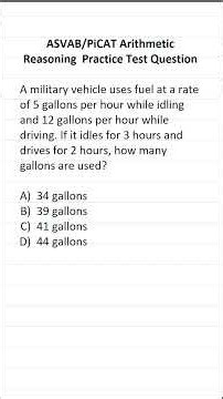 ASVAB/PiCAT Arithmetic Reasoning Practice Test Q: Simple Arithmetic #acetheasvab w/ #grammarhero