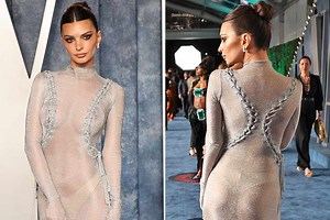 Emily Ratajkowski Proves She's the Master of the Naked Dress at 2023 Oscars Afterparty