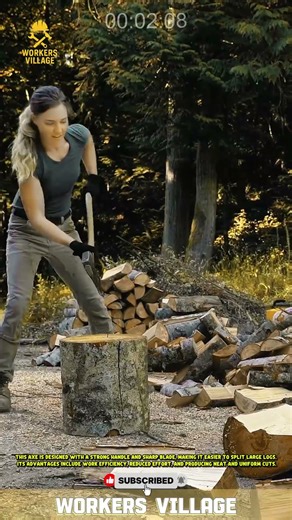 Wood Splitting Axe Innovation #workersvillage #skilledworker #tools #hardwork