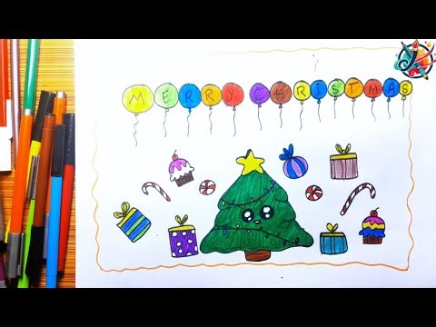 Relaxing Christmas Tree Scenery Drawing Easy Step by Step 🎄🖌️