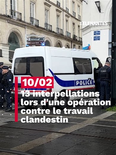 Une opération policière d’envergure a mobilisé une centaine de fonctionnaires ce mardi à Nantes pour contrôler 8 commerces du centre-ville et lutter contre le travail dissimulé et l’immigration irrégulière. CRS, police nationale et municipale, police aux frontières, URSSAF et douane ont participé à l’opération, qui a conduit à 13 interpellations, dont deux employés clandestins et un individu porteur d’armes blanches.