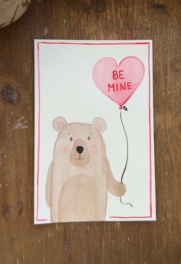 Replying to @Viviana Watercolor Bear Valentine 💕 You can write something like “You’re the Bear-y best, Valentine” on the inside of the card! 🐻 #watercolorvalentine #valentine #valentinesday #valentinesdaygift #diyvalentine