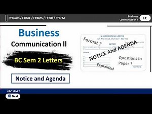 Notice and Agenda Writing | Format of Notice and Agenda writing | Fybaf business communication