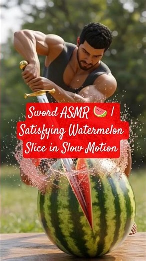 Sword ASMR 🍉 | Satisfying Watermelon Slice in Slow Motion #shorts