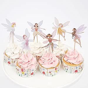 24 PCS Fairy Cupcake Topper, Birthday Party Cupcake Topper, Fairy Cake Decorations for Fairy Birthday Party Supplies, Baby Shower Supplies Fairy Wedding Decorations