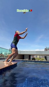 Training football moves inside the swimming pool