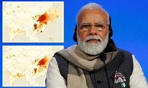 NASA show the sulphur dioxide emissions from India and China