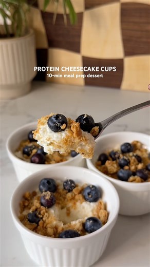 High protein cheesecake cups 🍰⭐️ #dessert #mealprep #cheesecake #easyrecipe