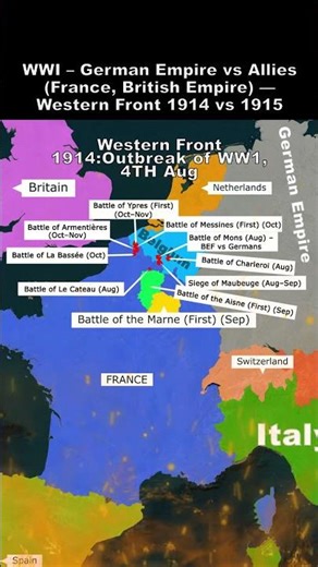 A WWI – German Empire vs Allies France, British Empire — Western Front 1914 vs 1915 1