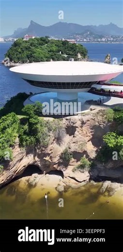 Contemporary Art Museum Of Niteroi In Niteroi In Rio De Janeiro Brazil. Futuristic Building. Downtown District. Boa Viagem Beach. Contemporary Art Museum Of Niteroi In Rio De Janeiro Brazil Stock Video Footage - Alamy