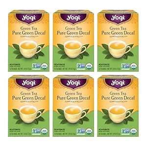 Yogi Tea - Green Tea Pure Green Decaf (6 Pack) - Supports Vitality - 96 Tea Bags