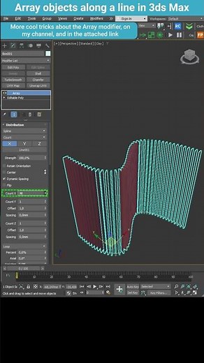 Distribute Object Along a Line in 3ds Max with the Array Modifier #shorts #3dsmax #array