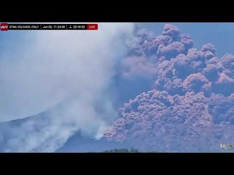 Jun 2, 2025: Large Pyroclastic Flow Spotted on Mt Etna Volcano, Sicily, Italy