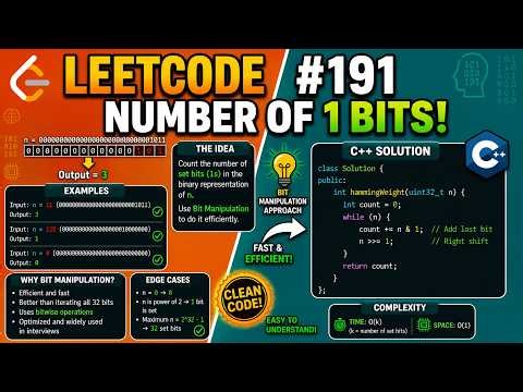 LeetCode 191: Number of 1 Bits (Hamming Weight) | Best C++ Solution