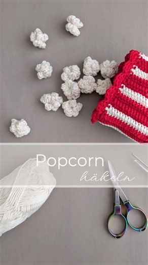 Silke Guhlmann on Instagram: "🍿 Popcorn häkeln – schnell & einfach 🧶 Du brauchst: 4er Nadel + Baumwollgarn 👉 So geht’s: 5 Lm, ab der 2. M von der Nd um die Lm-Kette wie folgt herum häkeln: (Noppe + Km in 1 M) x8 Fertigstellung: - Faden abschneiden, durch die Mitte fädeln - fest zusammenziehen - mit Anfangsfaden verknoten - beide Fäden durch die Mitte ziehen und abschneiden 💡 Wichtig! Noppe = 4 halb abgemaschte Stb häkeln und alle 5 Umschläge zusammen abmaschen. 🍿 Wenn du dich beeilst, schaf